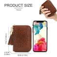 thumbnail image 2 of APHISON RFID Credit Card Holder Zipper Card Case Small Wallets for Women Leather Sunflower style - Coffee, 2 of 5