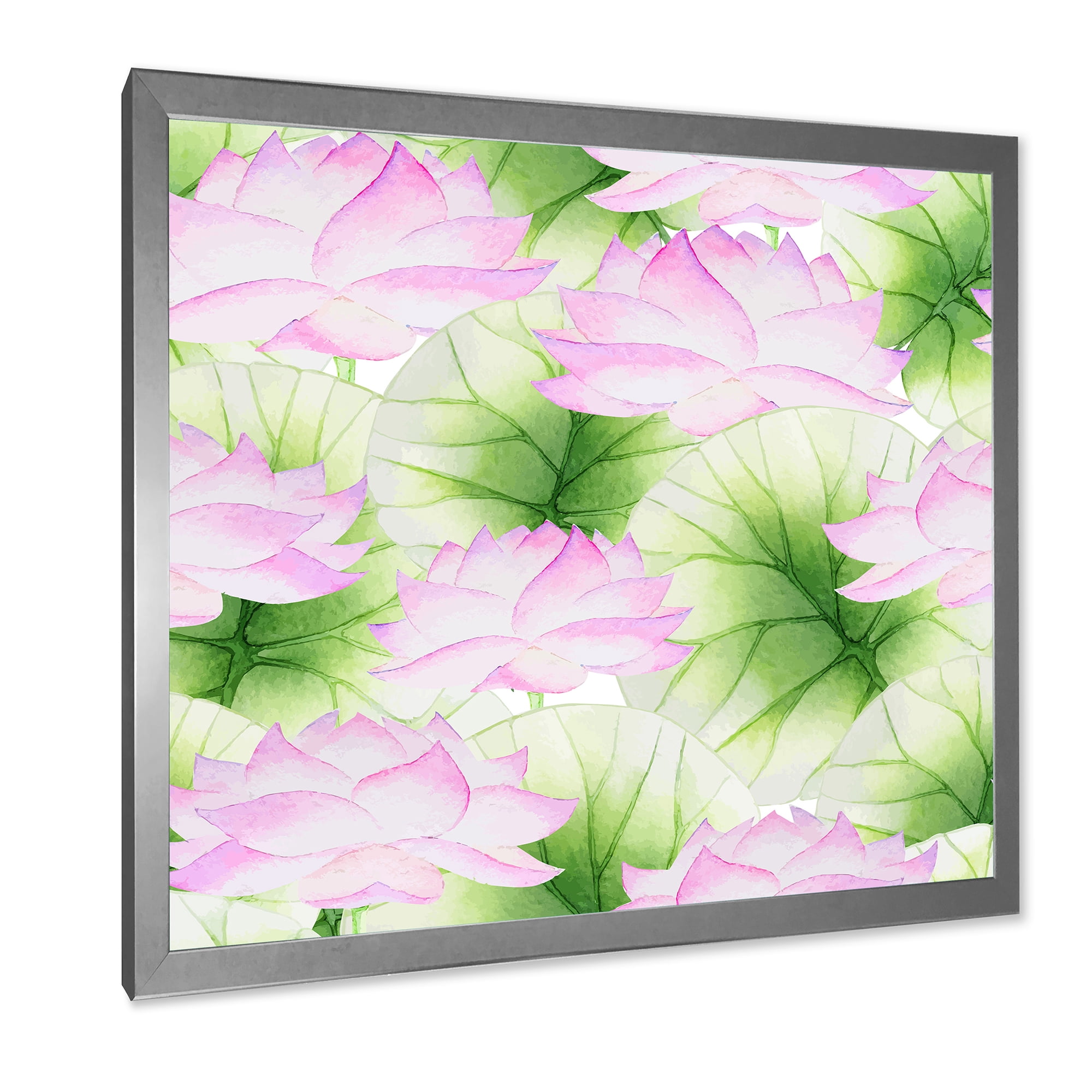 Designart 'Ancient Pink Lotuses In The Pond IX' Traditional Framed Art Print