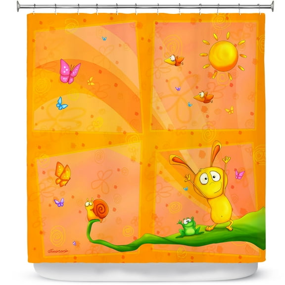Shower Curtains 70" x 93" from DiaNoche Designs by Tooshtoosh - Happy Baby Orange