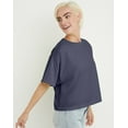 thumbnail image 2 of Hanes Women's Garment Dyed Cropped Cotton T-Shirt Anchor Slate XS, 2 of 5