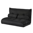 thumbnail image 3 of Folding Floor Sofa Bed with 5-Position Adjustable Recliner Lazy Sofa Video Gaming Sofa,Lounge Sofa with Two Pillows, Black, 3 of 7
