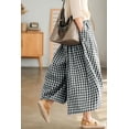 thumbnail image 4 of SOMER Women's Capri Plaid Pants Elastic Waist Gingham Wide Leg Palazzo Pants, 4 of 4