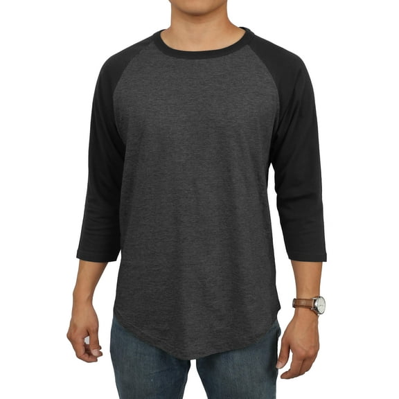 Men's Basic Raglan 3/4 Sleeve Tee Shirts Baseball Solid Athletic Crew Neck