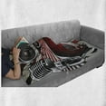 thumbnail image 5 of Music Soft Flannel Fleece Throw Blanket, Music Old Fashioned Speaker Loudspeaker Geometrical Striped Background, Cozy Plush for Indoor and Outdoor Use, 60" x 80", Burgundy Beige Grey, by Ambesonne, 5 of 5