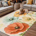 thumbnail image 2 of Fsddascl Vintage Spring Floral Outdoor Rug for Patio/Deck/Porch, Non-Slip Large Area Rug 4 x 6 Ft, Watercolor Elegant Summer Flowers Indoor Outdoor Rugs Washable Area Rugs, Camping Rug Carpet, 2 of 5