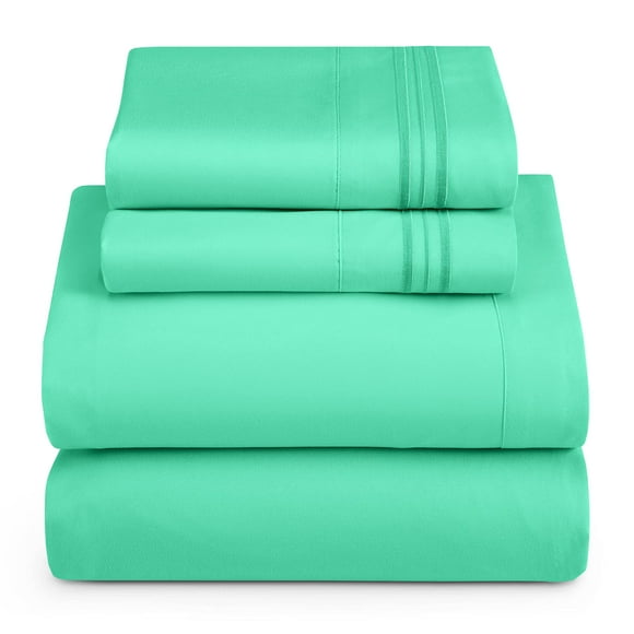 Hearth & Harbor Draps Taille Cal Très Grand - Ensemble de Draps 4 Pcs, Draps de Lit de Luxe d'Hôtel Double Brossés - Draps et Taies d'Oreiller Extra Doux, California Très Grand, Vert Menthe