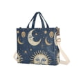 thumbnail image 2 of Whimsical Sun and Moon Corduroy Tote Bag Handbag Large Messenger Bag Shoulder Crossbody Zipper Bag Purse, 2 of 8