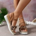 thumbnail image 4 of Boho Espadrilles Wedge Sandals for Women 2025 Ethnic Beach Bow Open Toe Ankle Strap Platform Dress Sandals, 4 of 8