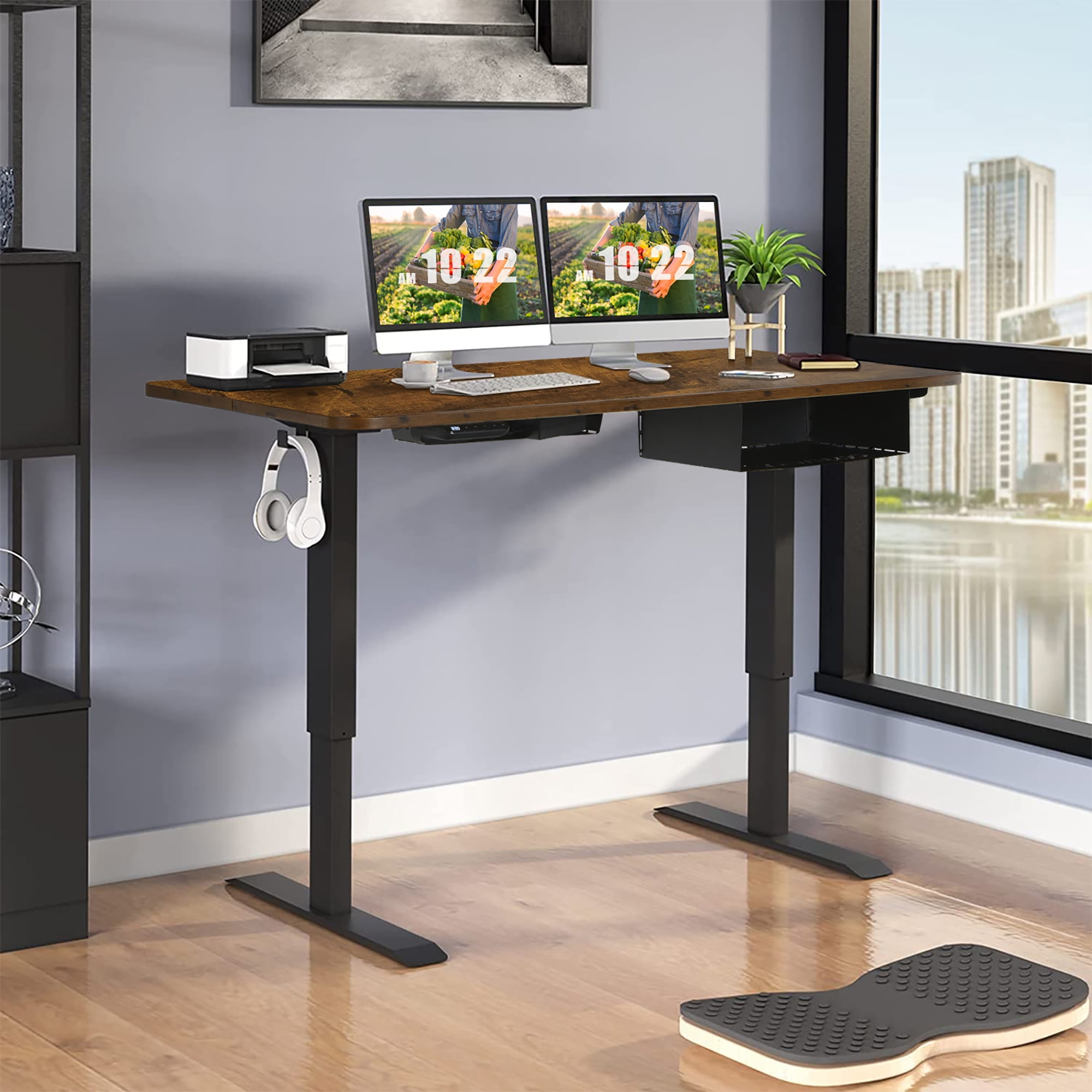 Costway 48''  Electric Standing Desk Height Adjustable w/ Control Panel & USB Port Rustic