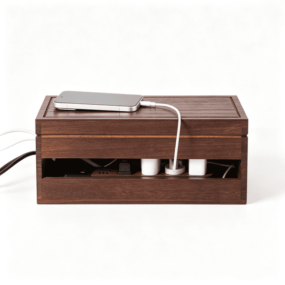 BESTSKY Wood Cable Management Box, Wire Organizer & Cable Hider Box with Lid, Power Strip Protector Boxs for Desk, Floor, Home, Office & Extension Leads – Decorative Cord Organizer