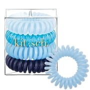 Kitsch Spiral Hair Ties, Coiled Hair Ties, Phone Cord Ponytail Holder - 4 Pcs, Denim