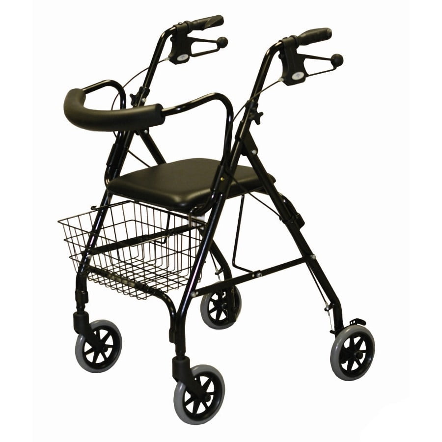 Medline Deluxe Aluminum Rollator, Folding Rolling Walker, 6" Wheels, 250lb Weight Capacity