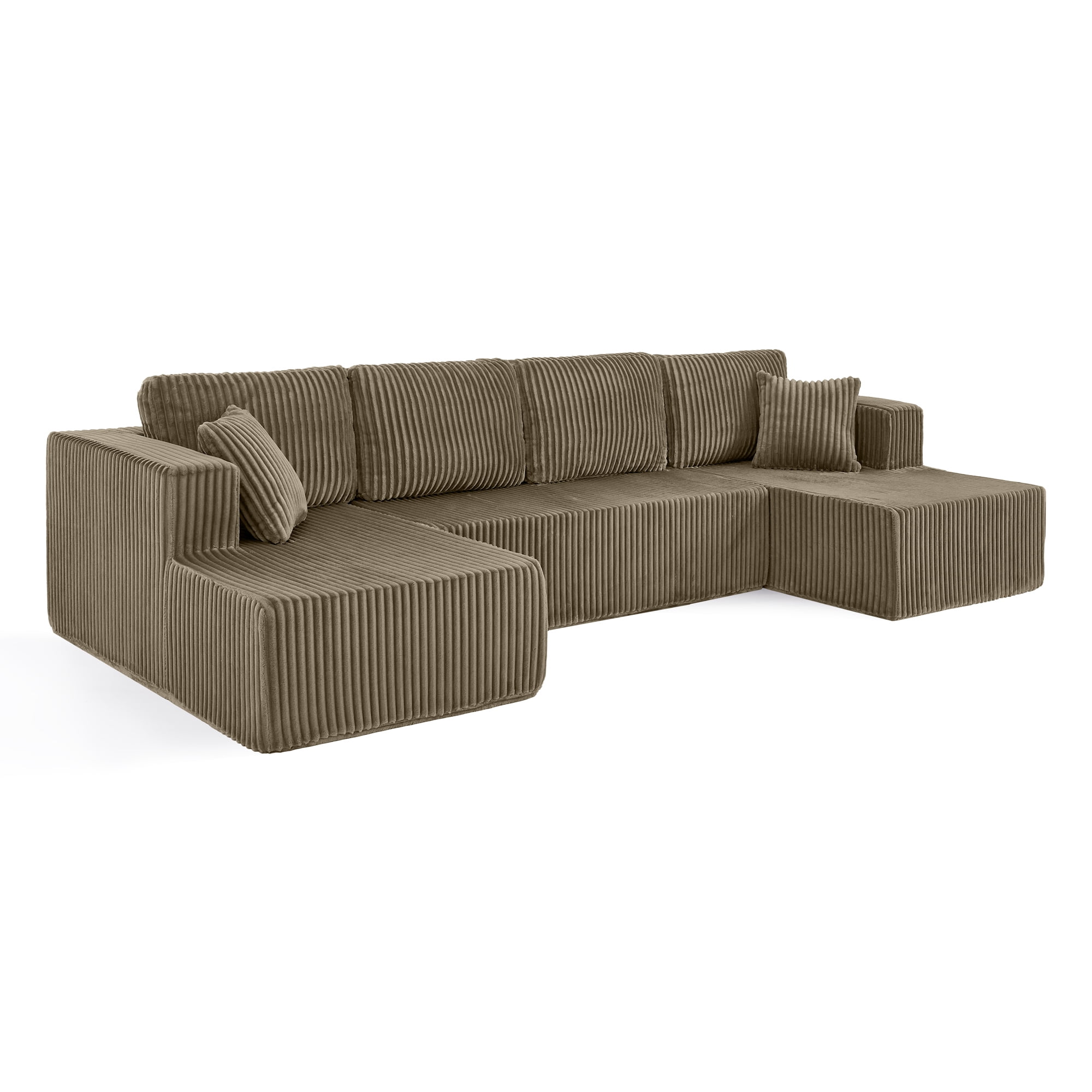 U Shape Modular Sectional Sofa with Chaise, Modern Minimalist Corduroy Couch with Sleeper Design, Comfy Space-Efficient Modular Sofa Set for Living Room, Apartment
