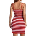thumbnail image 2 of DOPI Women's Knit Beach Cover Up Dress Square Neck Spaghetti Strap Stripe Sleeveless Cami Coverup Striped Tank Top Curve Dress, 2 of 6