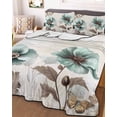 thumbnail image 3 of Quilts Twin Size, Teal Brown Spring Floral Soft Comforter Bedding Set for Bed, Vintage Flowers Elegant Botanical Lightweight Quilted Bedspread with Pillow Cover(2 Pieces) for All Season, 68x86 Inch, 3 of 6
