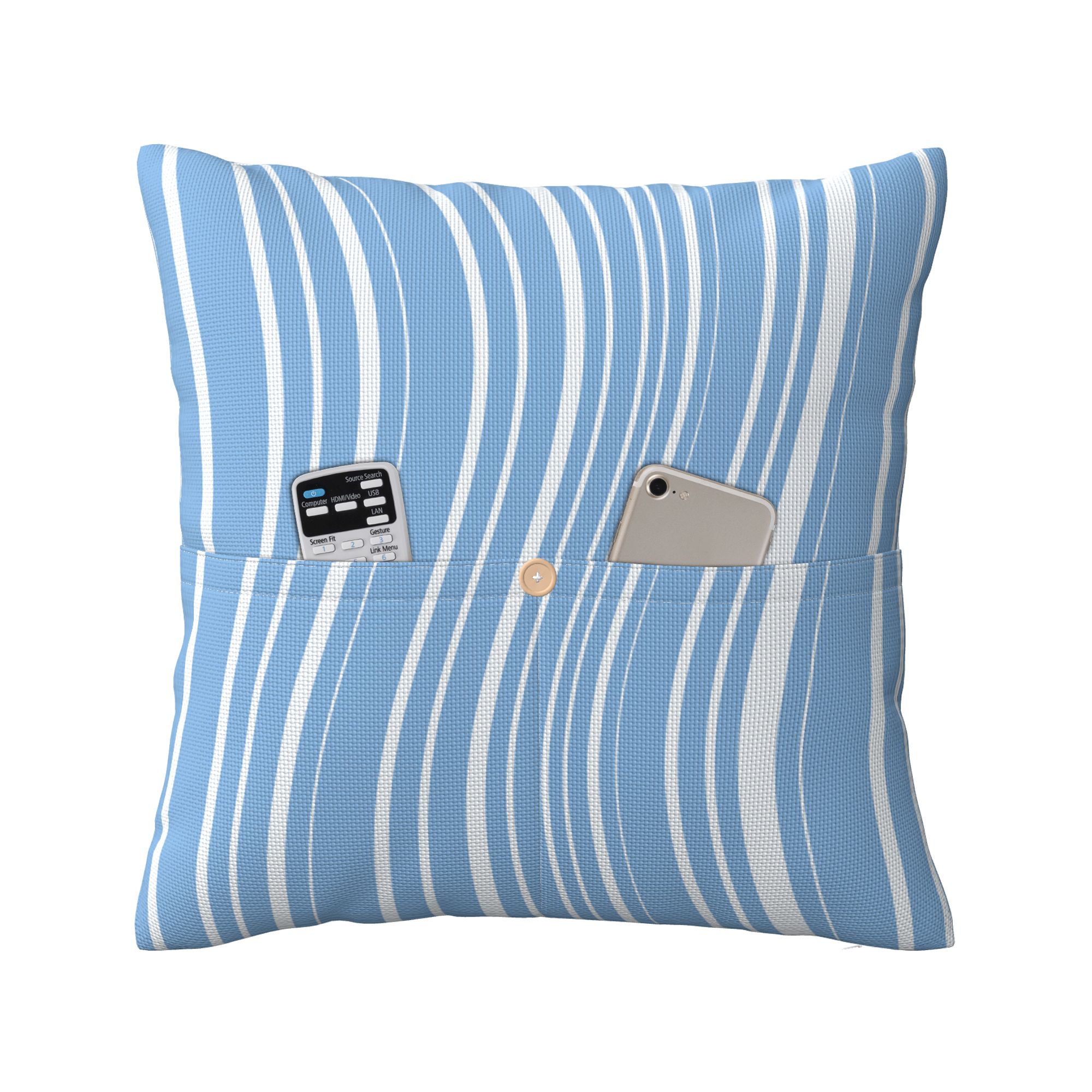 YFYANG Linen Pillow Cases, Blue Line Design Decorative Throw Square