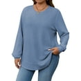 thumbnail image 2 of LANREMON Women's Plus Size Crewneck Long Sleeve Tops Casual Lightweight Fall Pullover Tunic Sweaters Shirts, 2 of 7