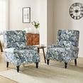 thumbnail image 6 of Tina's Home GREENGUARD Certified Vintage Floral Wingback Manual Push Back Recliner Chair Set of 2 for Living Room Blue, 6 of 8