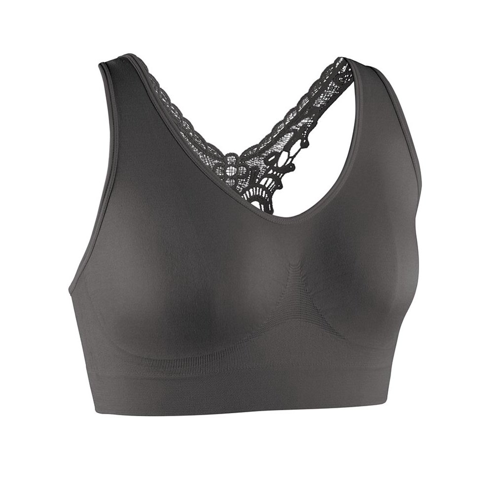 Collections Etc. Women's Seamless Lace Butterfly Racerback Bra Soft