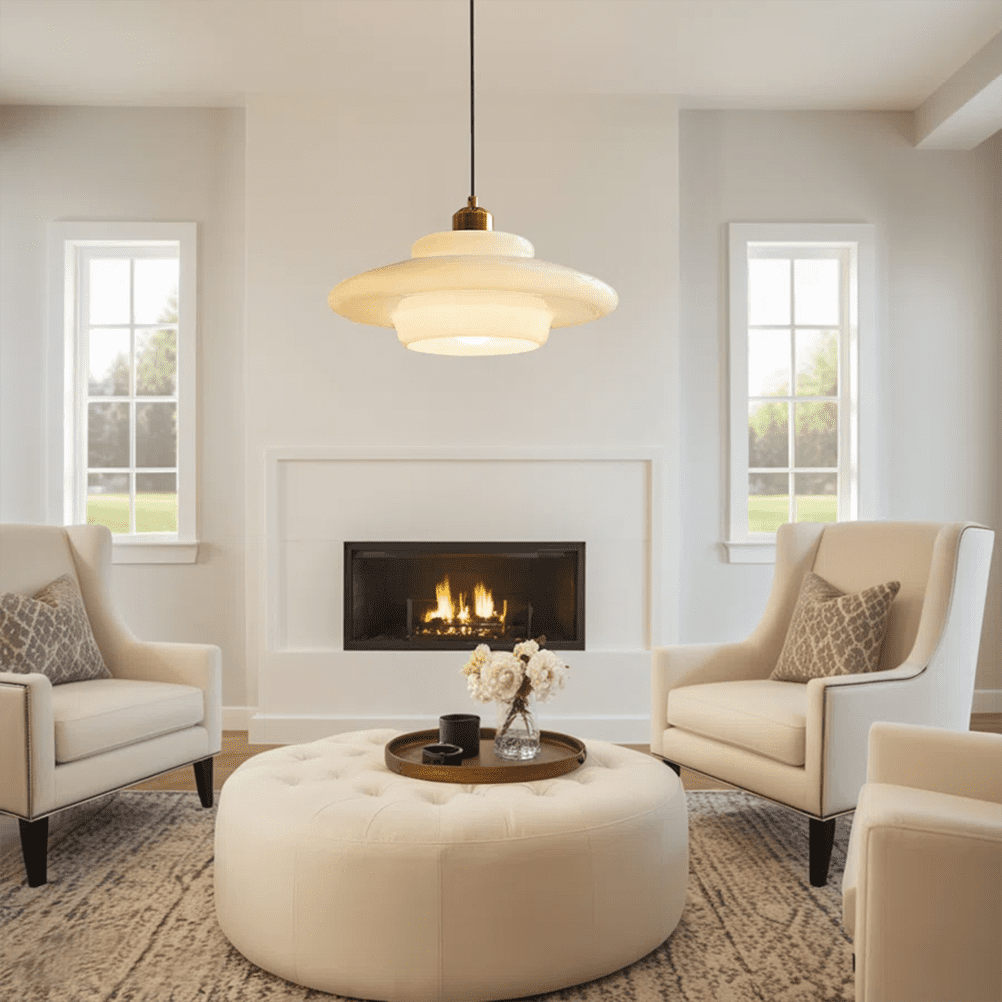 Mid Century Pendant Light Fixtures E26 Modern Gold Brass Kitchen Island Chandelier Lamp Milk White Glass Large Pendant Lamps for Dining Table Bedroom Hallway