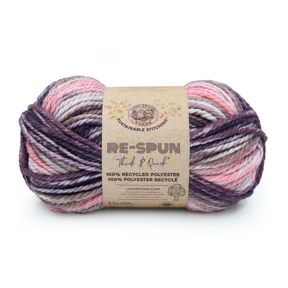 Lion Brand Re-Spun Thick & Quick Yarn Mixed Berries, Acrylic/Wool Super Bulky yarn, 255g, 153m, 1-CT