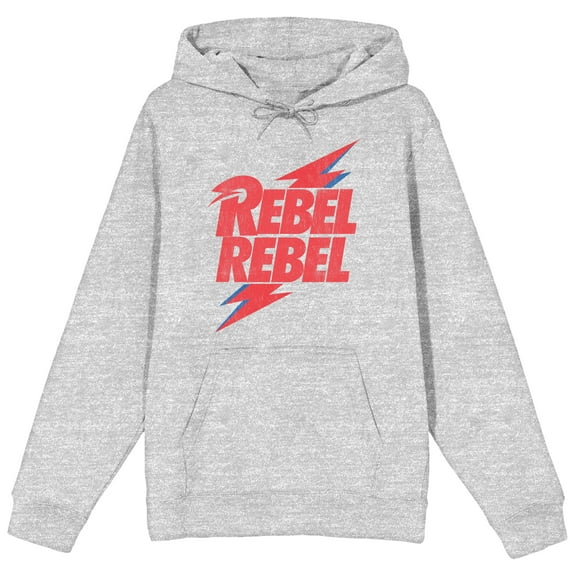 David Bowie Rebel and Power Logo on Athletic Heather Adult Hoodie-Medium