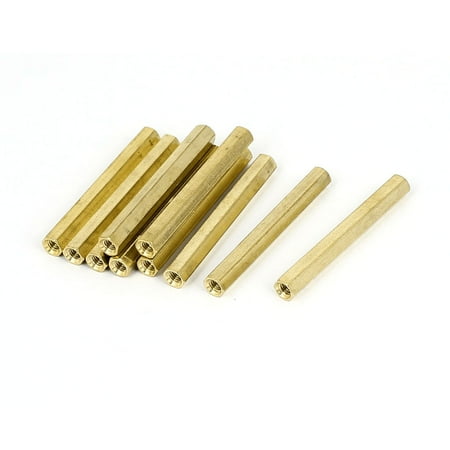 

M4 x 50mm Female Thread Brass Hex Standoff Pillar Rod Spacer Coupler Nut 10pcs