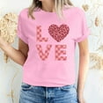thumbnail image 3 of Fesfesfes T Shirt for Women's Valentine's Day Love Printed Short Sleeved T-shirt Top Short Sleeved Round Neck Top/Shirt Crew Neck T Shirts for Women 3XL(US:14), 3 of 6