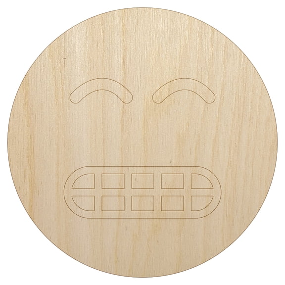 Grimace Face Sheepish Emoticon Wood Shape Unfinished Piece Cutout Craft DIY Projects - 6.25 Inch Size - 1/8 Inch Thick