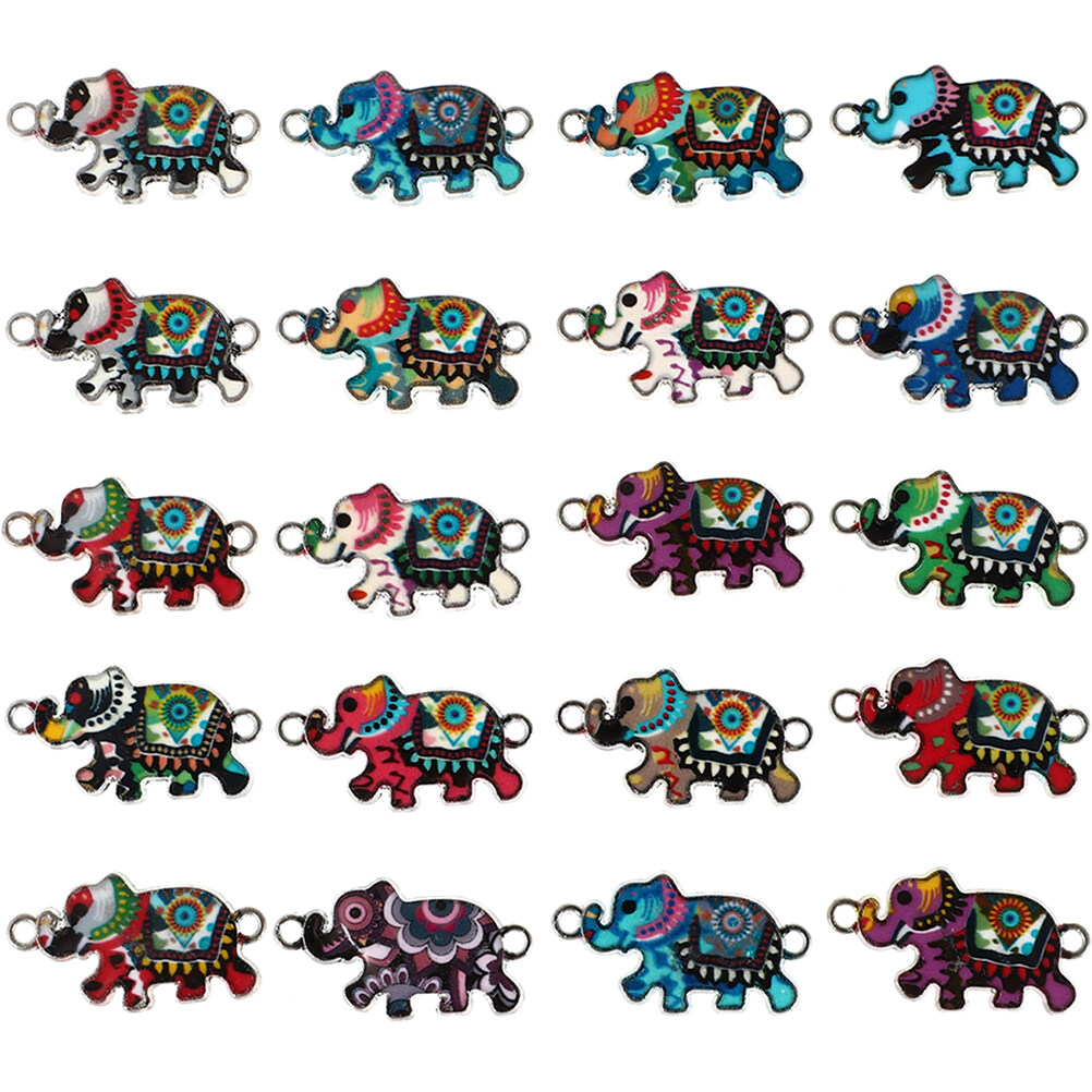 28Pcs Elephant Charms for Jewelry Making DIY Elephant Pendant Charms