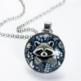 thumbnail image 2 of Raccoon Glass Circular Pendant Necklace - Stylish Jewelry Statement Piece, 2 of 5