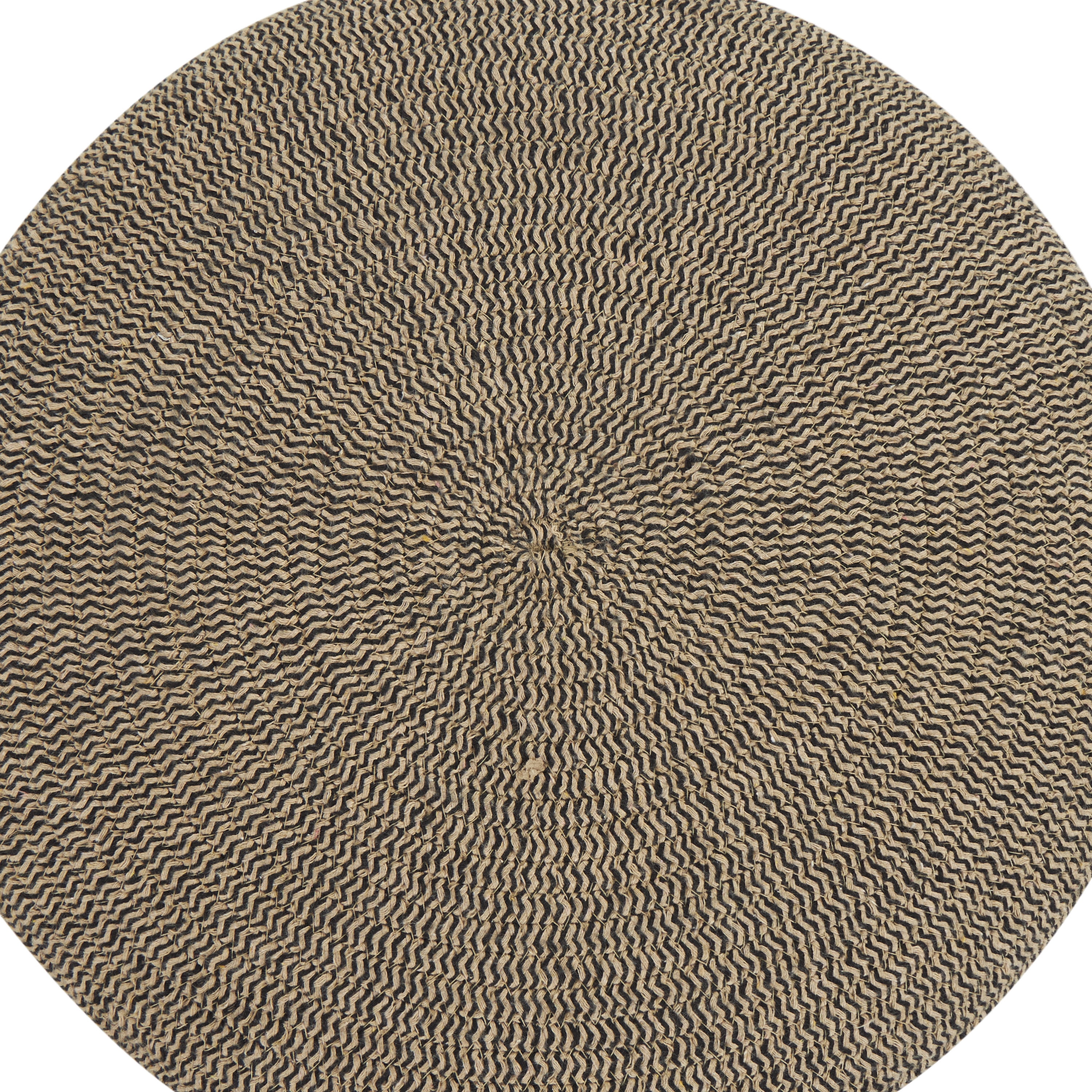 DecMode Polyester Chevron Textured Stool with Brown Wooden Legs, Brown
