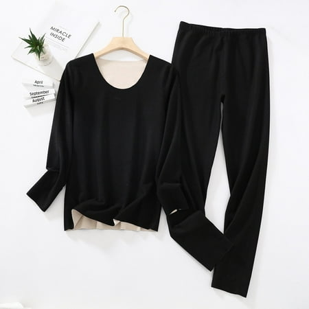

Women Plus Size Thermal Underwear Tops Pants Set Brushed Long Johns Set Pajama