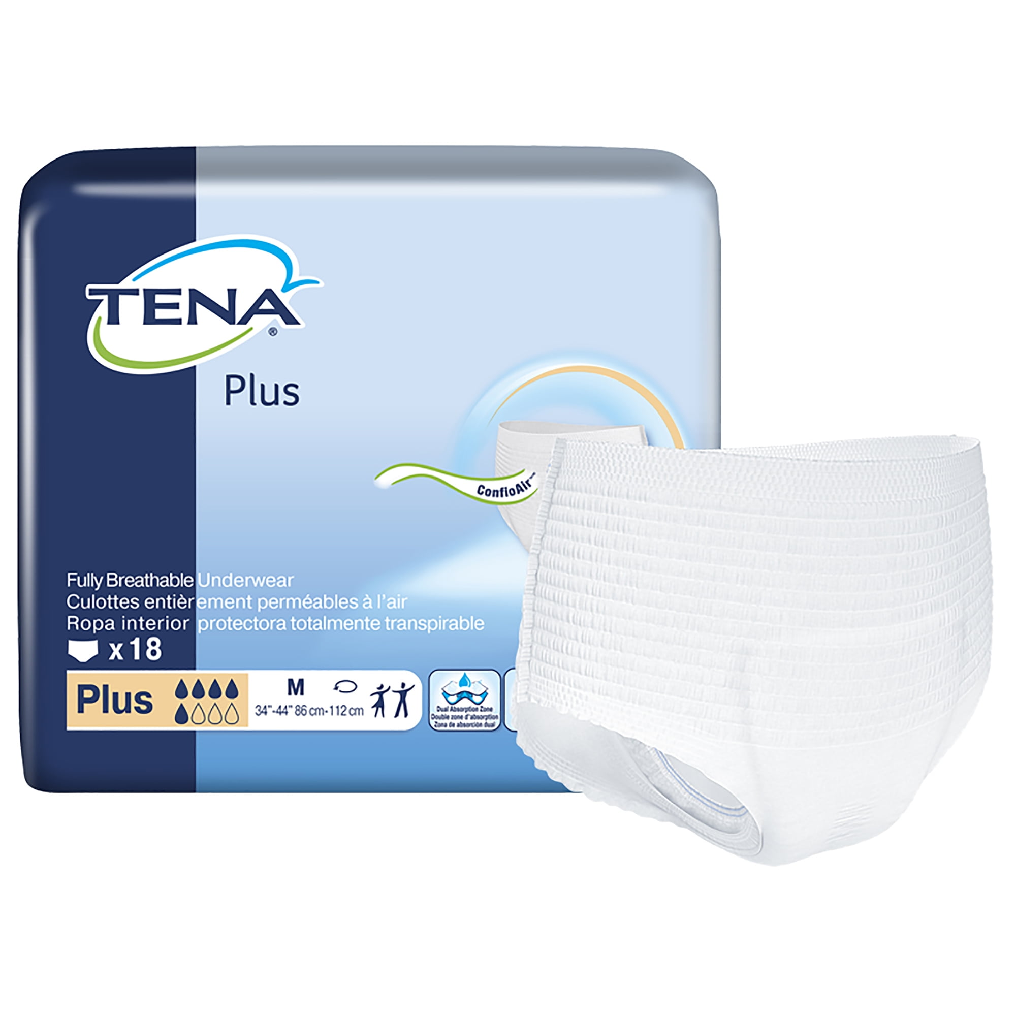 TENA Plus Disposable Underwear Pull On with Tear Away Seams Medium ...