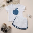 thumbnail image 2 of TOWED22 Little Girls Summer Clothes Set Teen Girls 2-Piece Outfit Casual T-Shirt + Shorts Size 6-12 Years White,4-5 Y, 2 of 9