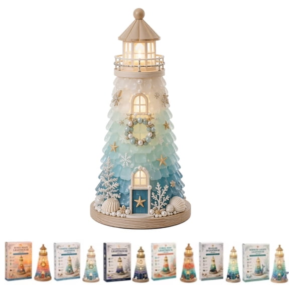 Beginner-Friendly DIY Lighted Sea Glass-Style Lighthouse Kit Collection – LED Lighthouse Craft, Handmade Ocean Beach Decor Gift for Craft Lovers