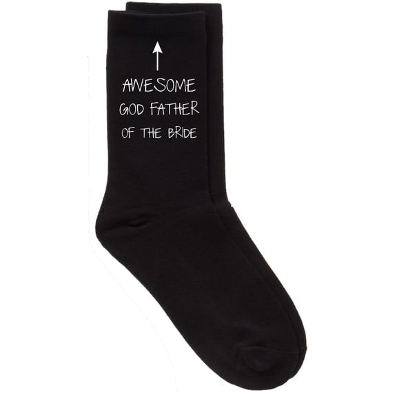 Mens Awesome God Father Of The Bride Black Calf Socks Wedding Day Marriage Husband Boyfriend Present