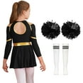 thumbnail image 2 of TiaoBug Kids Cheer Leader Costume Halloween Outfit Long Sleeve Cold Shoulder Cheerleading Dress A White&Black 12, 2 of 7