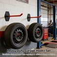 thumbnail image 3 of 4 Pcs Heavy Duty Garage Hooks Set, 10 in Tire Rack Wall Mount, Steel Hooks for Ladders with Anti-Slip Coating, Includes Screws & Anchors, for Organizing Bikes, Ladders, Chairs & Garden Tools (Orange), 3 of 7
