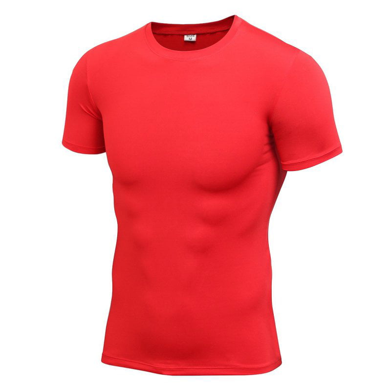 Fast Dry Mens Short Sleeve Compression Shirt for Running Cycling Football Basketball 