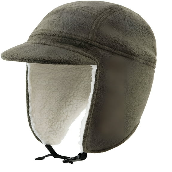 TELOLY Winter Trapper Hat Windproof Hunting Ski Hat with Visor Warm Fleece Russian Trooper Earflap Caps for Men Women (Army Green)