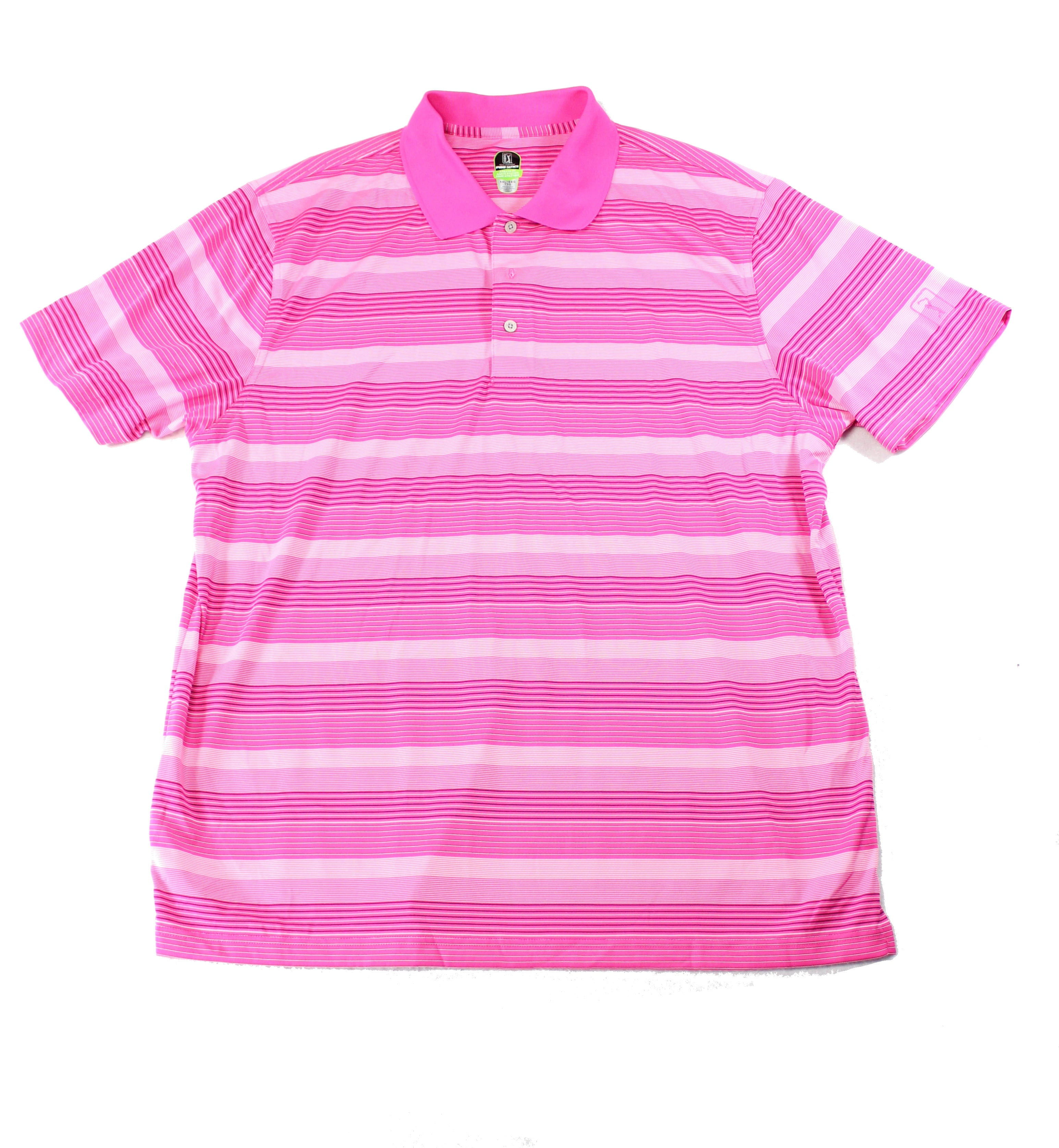 PGA Tour NEW Pink Mens Size 2XL Striped Athletic Fit Golf Polo Shirt ...