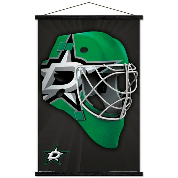 NHL Dallas Stars - Mask 16 Wall Poster with Wooden Magnetic Frame, 22.375" x 34"