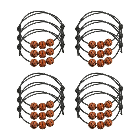 Uxcell 11mm Basketball Charm Bracelets Sports Beads Bracelet Inspirational Wristbands Khaki 12 Pcs