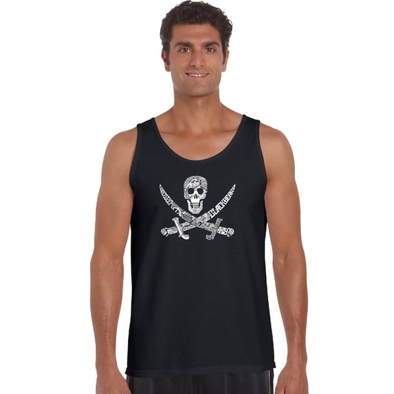 LA Pop Art Men's Word Art Tank Top - PIRATE CAPTAINS, SHIPS AND IMAGERY