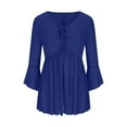 thumbnail image 5 of BLVB Sparkly Tops for Women Ruffle 3/4 Sleeve V Neck Double Layers Mesh Blouses Loose Fit Flowy Tunic Tops Spring Shirts, 5 of 6
