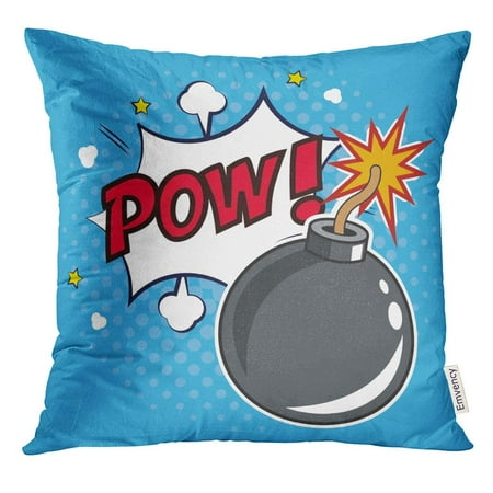 - ARHOME Comic Pop Bomb Pow with Bubble Speech Design Book Pillow Case 18x18 Inches Pillowcase