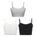 thumbnail image 6 of Miutii 3Pcs Cropped Tank Tops for Girls Spaghetti Strap Crop Top Basic Sports Cami Solid Color Black&White&Grey M, 6 of 9