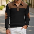thumbnail image 2 of Mens Sweater Casual Tops Classic Trendy Patchwork Shirt Long Sleeve Color Block Sweatshirts Fashion Fall Pullover Red 2XL, 2 of 6