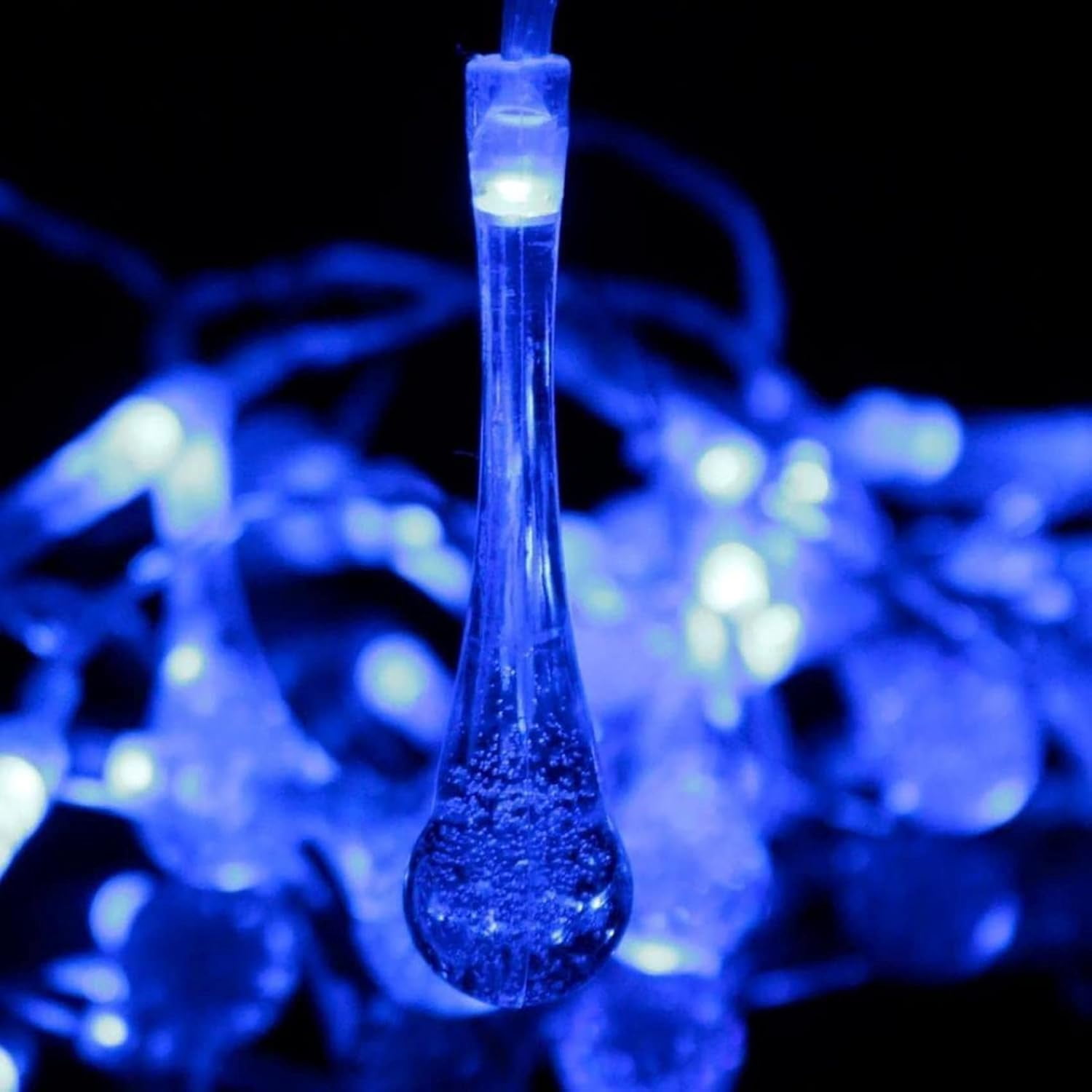 Solar String Lights Outdoor 20ft 30LEDs Water Drop Fairy Garden Lights Waterproof 8 Modes Raindrop Festival Decorative Lighting for Terrace Patio Gazebo Christmas Party Wedding
